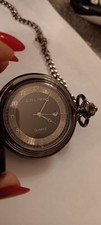 COLIBRI POCKET WATCH WITH 13" CHAIN METALLIC GREY DAY INDICATOR MAKE A WISH NEW