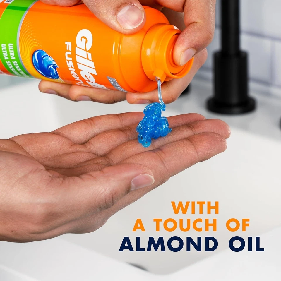 Gel de afeitado Gillette Fusion5 Ultra Sensible + Cooling 7 oz. cada paquete de 6 sin tinte Foto 4 de 4