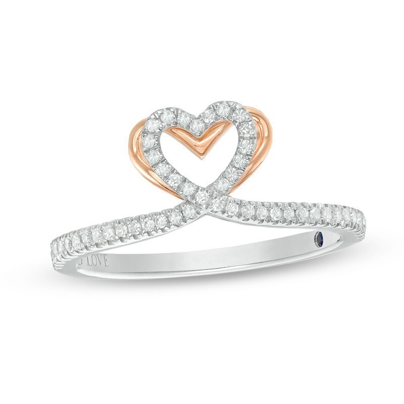 14k rose gold sterling silver Kindred Heart Vera Wang Love .15ct Diamond ring