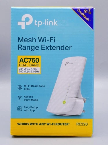 TP-Link AC750 Mesh Wi-Fi Range Extender RE220 - New - UK Model - Fast Setup