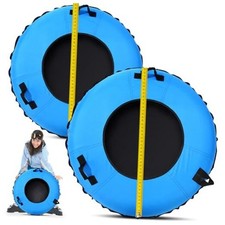 2 Pcs 43 Inch and 39 Inch Inflatable Snow Tube Winter Rubber Heavy Duty Blue