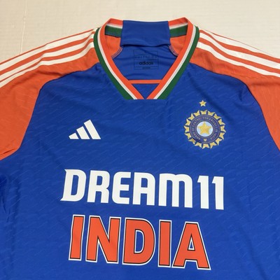 $80 Mens Size L Adidas India Cricket T201 Authentic Jersey JN0886