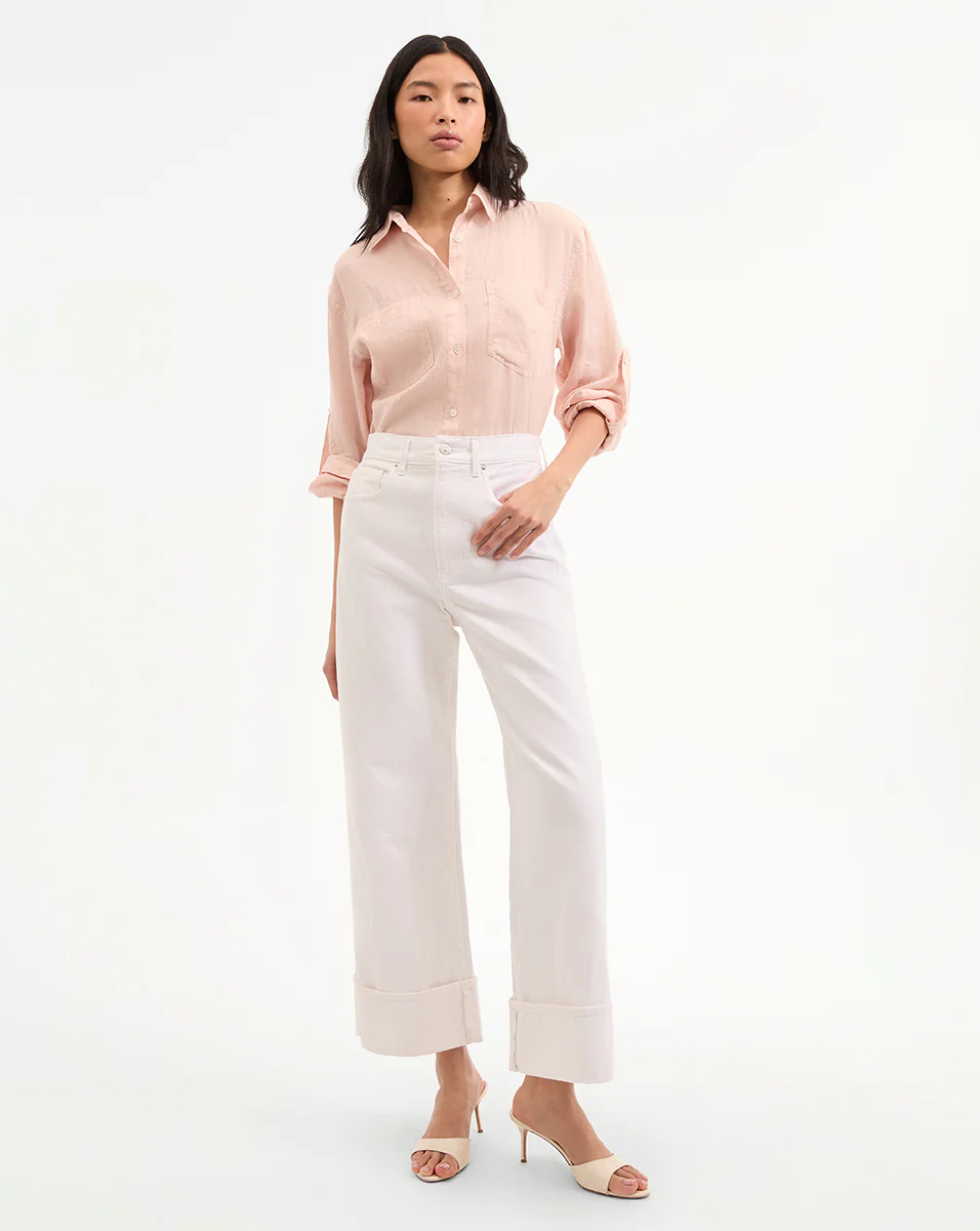 NEW! $298 VERONICA BEARD TAYLOR CUFFED CROPPED WIDE LEG JEANS WHITE SZ 28