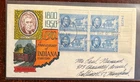 #996 Indiana Territory Plate Block FDC with CachetCraft/Ken Boll cachet