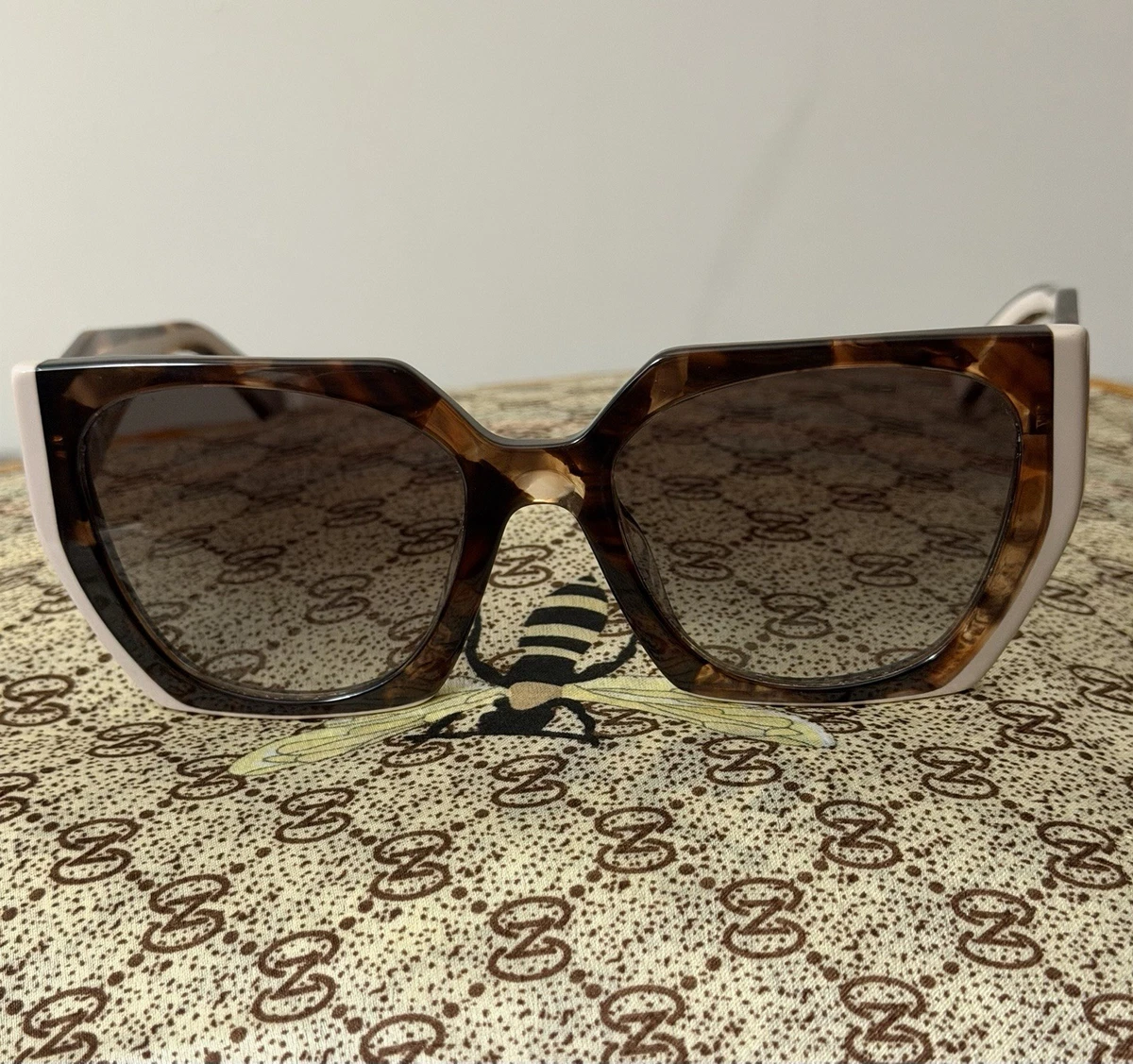 Prada Beige Frame Sunglasses with Dark Brown Lenses Prada - PR B18SF (Low Bridge Fit) Sunglasses | Specs Collective main image 2