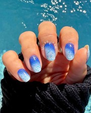Color Street Nail Strips  FROSTED FIZZ  BLUE ombre glitter LIMITED EDITION