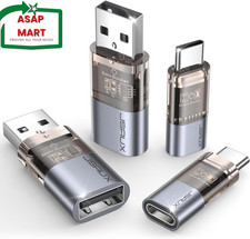 JSAUX USB Data Blocker  USB C Data Blocker 4-Pack , Transparent USB-A to USB-A