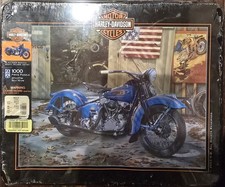 Harley-Davidson Motorcycle 1000 Piece Puzzle with Tin Box Never Opened