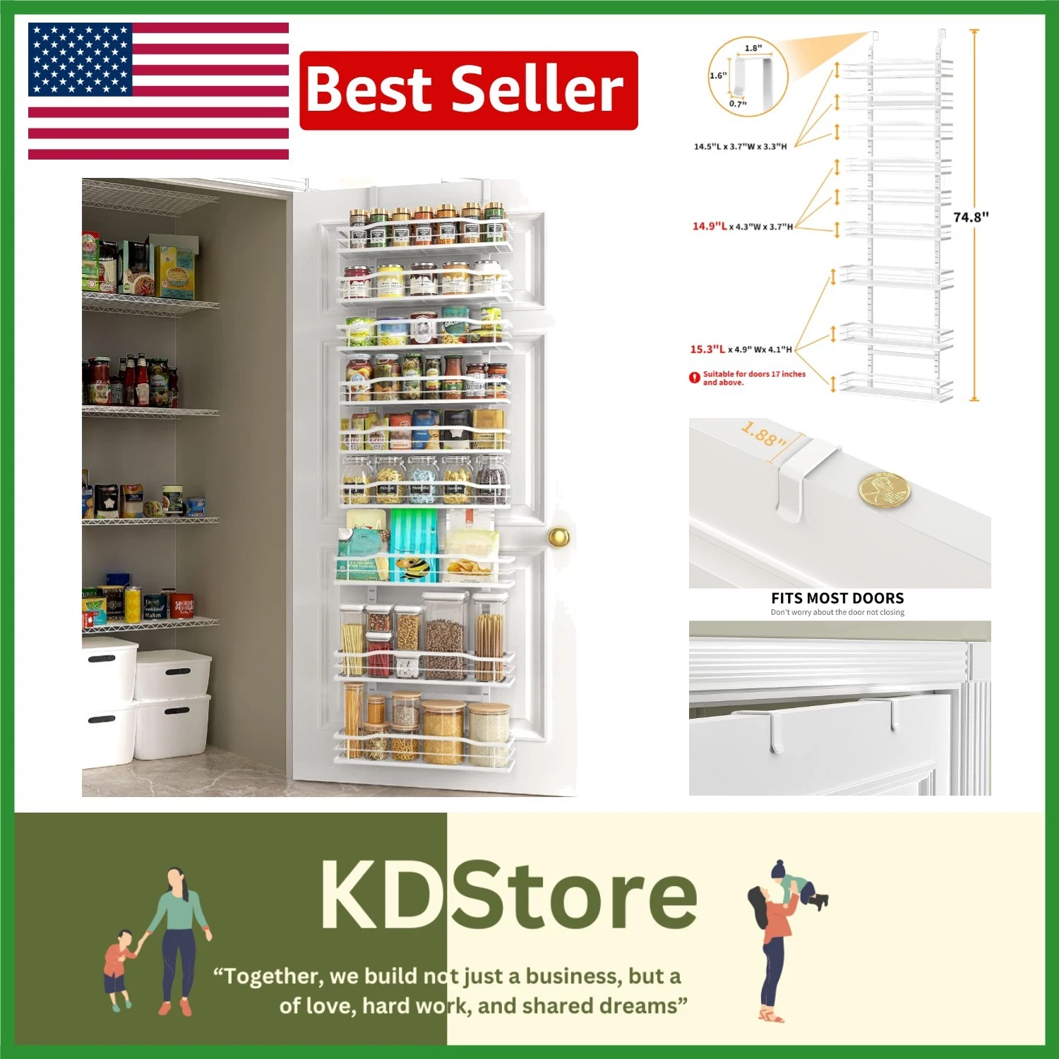 Versatile 9-Tier Metal Spice Rack Organizer - Easy Install for Small Spaces