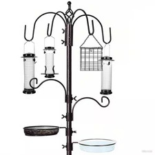94 In. 6-Hook Bird Feeding Station Kit, Wild Bird Feeder Stand Pole with 4 Feede