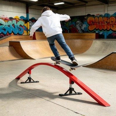 Ultimate Skateboard Rail Grindrail Ramp Kit Adjustable Rainbow Flat Incline Rail