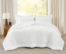 Oversized Cotton Percale White King 3 Piece Comforter Set, Solid Color Themed, O