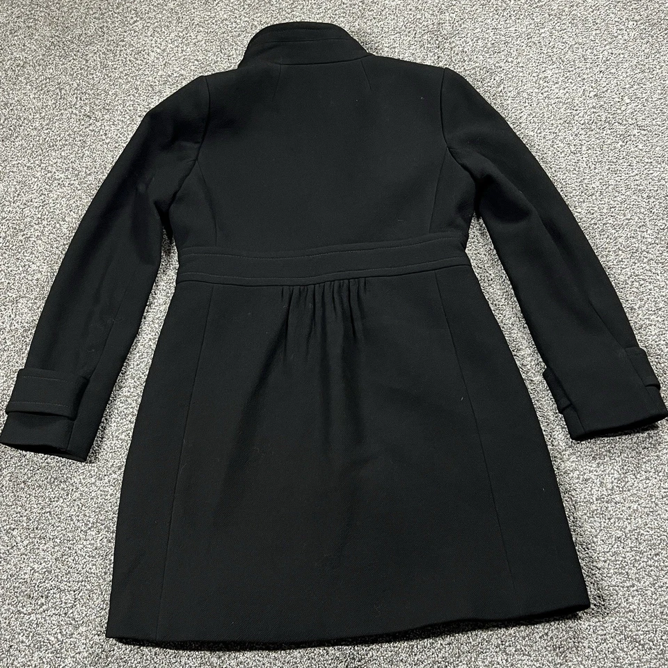 Casaco feminino J Crew tamanho M 6 preto longo dia da senhora pano duplo jaqueta de lã italiana - Imagem 2 de 4