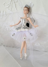 New Kurt Adler Nutcracker Snow Queen Ballerina Ornament White Silver Crystals