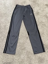 Boys Adidas Dark Gray Track Pants W/ Black Side Stripes Size Youth Medium 10/12