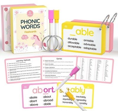 WJPC 232 Set Phonics Suffix Prefix Words Flash Cards,Sigh Words Flash Cards, ...