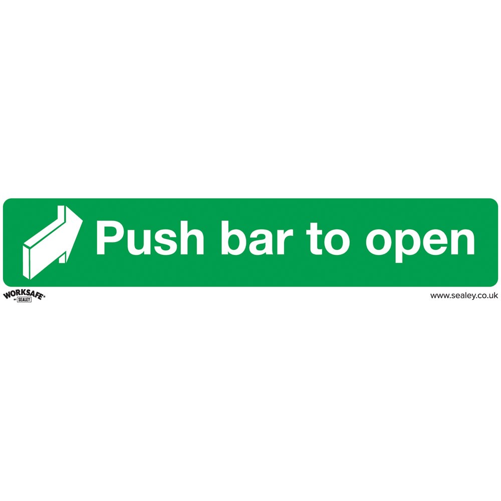 Worksafe Safe Conditions Safety Sign - Push Bar To Open - Rigid Plastic