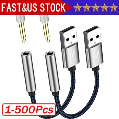 USB Type A To 3.5mm AUX Female Audio Headphone Jack Cable Adapter Lot