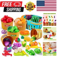 Learning Toys Play Food Set for Toddlers, Cutting Food for Preschool Activiti...