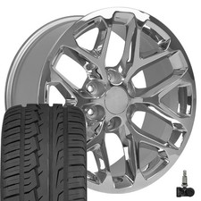 Ck156 Chrome 20x9 Rims 27555r20 As Tires Tpms Set 6x139.7 24et