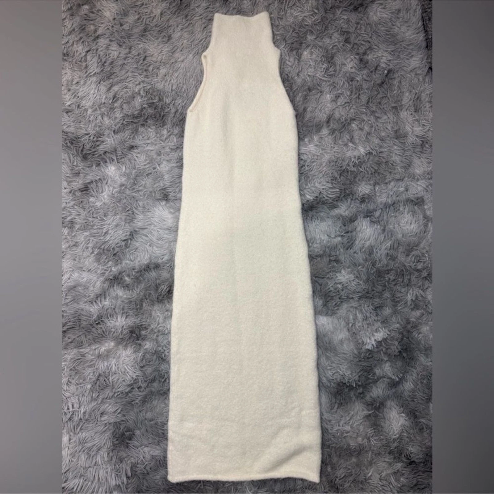 OFF WHITE Maxi abito smanicato elegante accogliente Future Collective bianco sporco taglia XL nuovo con etichette