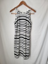 Banana Republic Women's Size 4 Black White Striped Halter Mini Sheath Dress