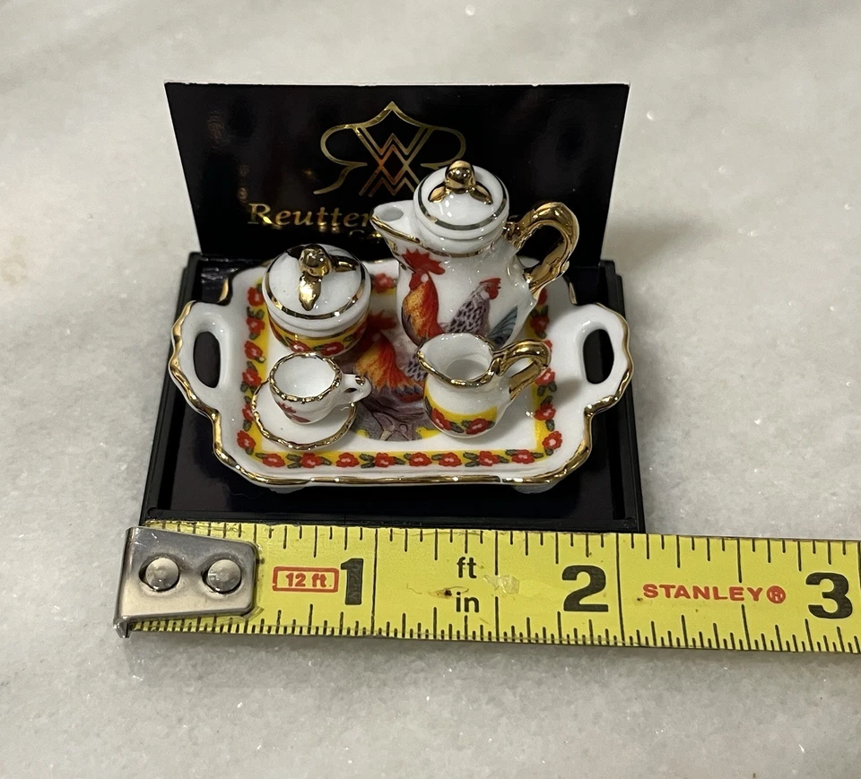 Reutter Porzellan Rooster Tea Setting Dollhouse Miniature - Image 2 of 4
