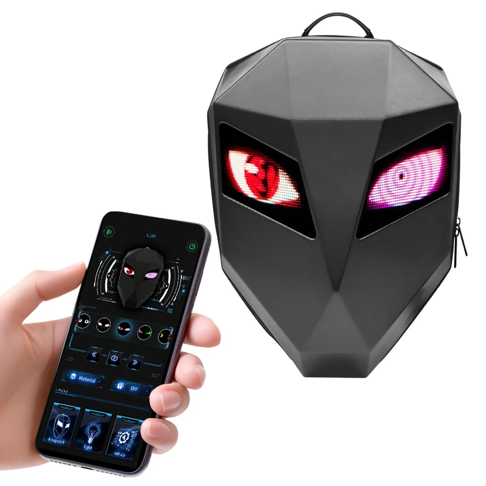 LED-Motorrad-Rucksack mit Augen! Hartschale, App-steuerung, Motorradhelm passt! - Bild 3 von 4