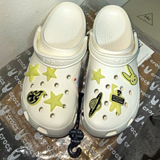 Bad bunny Crocs White Men’s US 10 Slip-On Adjustable Strap Star Charms