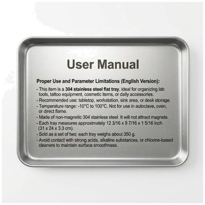 Stainless Steel Utility Tray Organizer, 12x9 Inch, 2 Pack