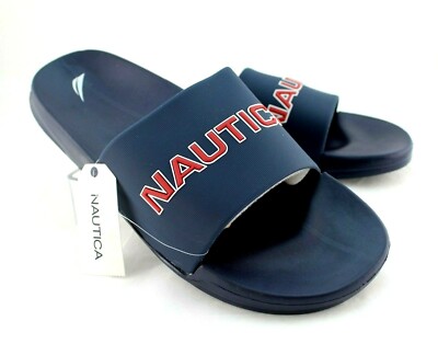 New NAUTICA Stono 1 Size 7 Navy Blue / Red Logo Slide Men display picture 1