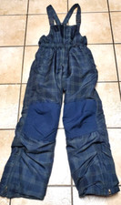 Land's End Kids Insulated Lined Windproof Blue Plaid Winter Bib Snow Pants 14