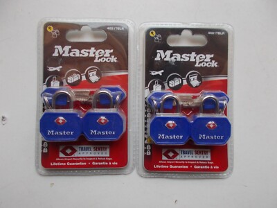 Masterlock TSA Kofferschlösser: 4er Set: { 2 Karten à 2 Schlösser } gleichschließend: 4681