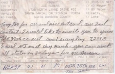 Vintage KB6GET Santa Maria California 1989 Amateur Radio QSL Card