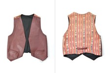 Vintage 80s Leather Western Men's Motorcycle Poker Travel Vest Waistcoat Size L
