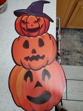 Halloween Decorations Outdoor, Decorative Garden Stakes with 3 Pumpkins