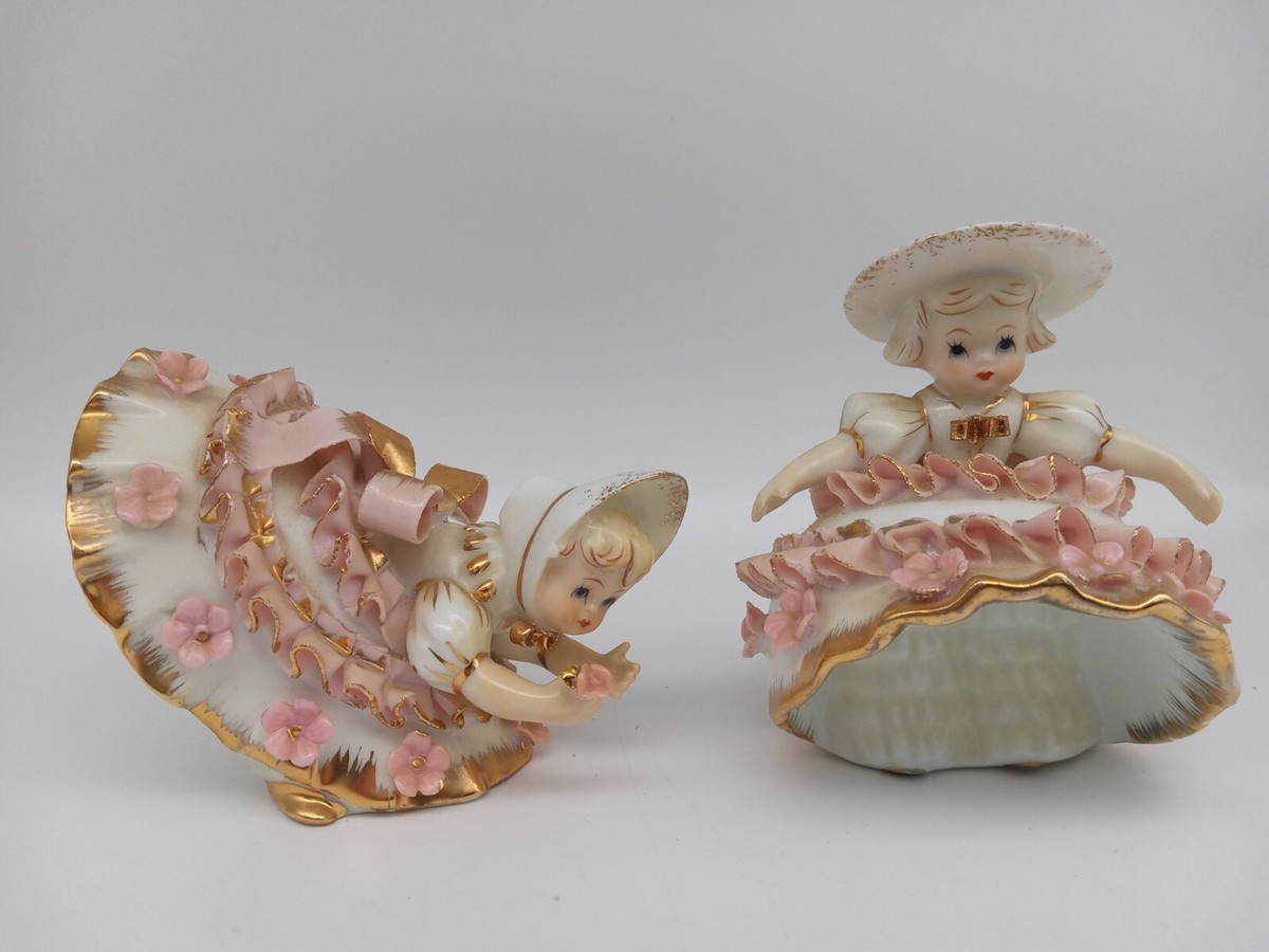 【中古】 Yeats and Women / Lefton Figurine KW1412 Vintage Bloomer Girl Set Vintage Geo