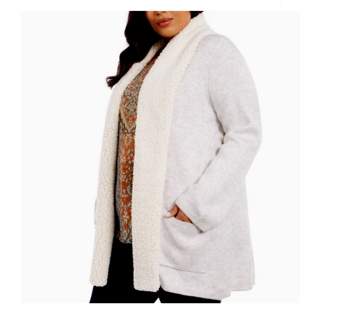 Style Thick Beige Cardigan Style Co Women Plus 2X Beige