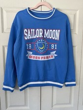 Sailor Moon Moon Power Varsity Crewneck Pullover Sweatshirt Blue Boxlunch Small