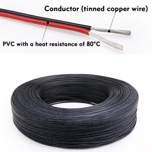 Podwójny 2-rdzeniowy kabel PVC 30-16AWG Cienkościenny drut samochodowy czerwony czarny okrągły profil - Zdjęcie 1 z 5