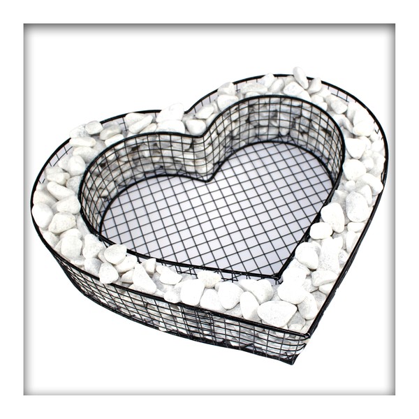 Herz Gitter Grabschmuck Grabgestaltung Friedhof 8 Cm Hoch Mit Zierkies-image