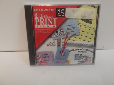 Disneys Print Studio 101 Dalmatians PC Cd Rom Computer Software Vintage Sealed