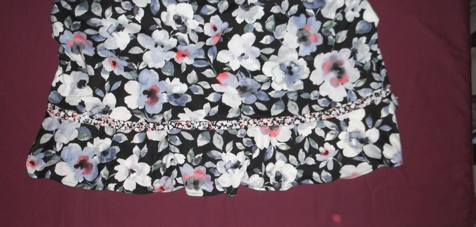 VESTIDO DE NOCHE VERA WANG Negro Floral Elástico FLOUNCE DOBLADILLO Pijama Talla 1X Nuevo con Etiquetas Foto 4 de 4