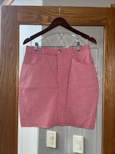 Vtg 90s Express Compagnie Internationale Red Checked Mini Skirt 11/12 Preppy