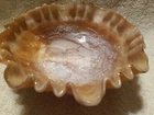 Antique Italian Murano Swirl Moon Art Glass 8" fluted Fruit Bowl Dish Table Vtg