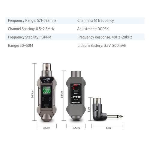 UHF Wireless Microphone System XLR Mic Adapter Wireless Transmitter Receiver - Picture 8 of 12
