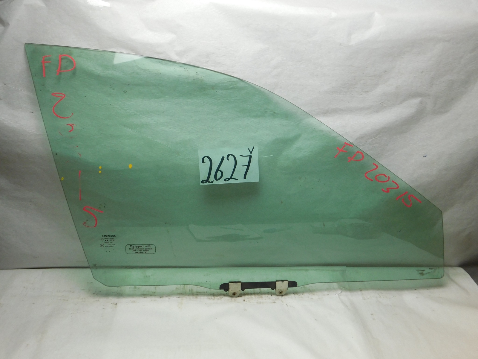 98 99 00 01 02 Honda Accord FRONT PASSENGER Side Door Glass Used 2627-V