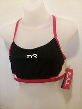TYR Women's XL Carbon Series Thin Strap Tri Top BLACK RED WHITE sports bra run