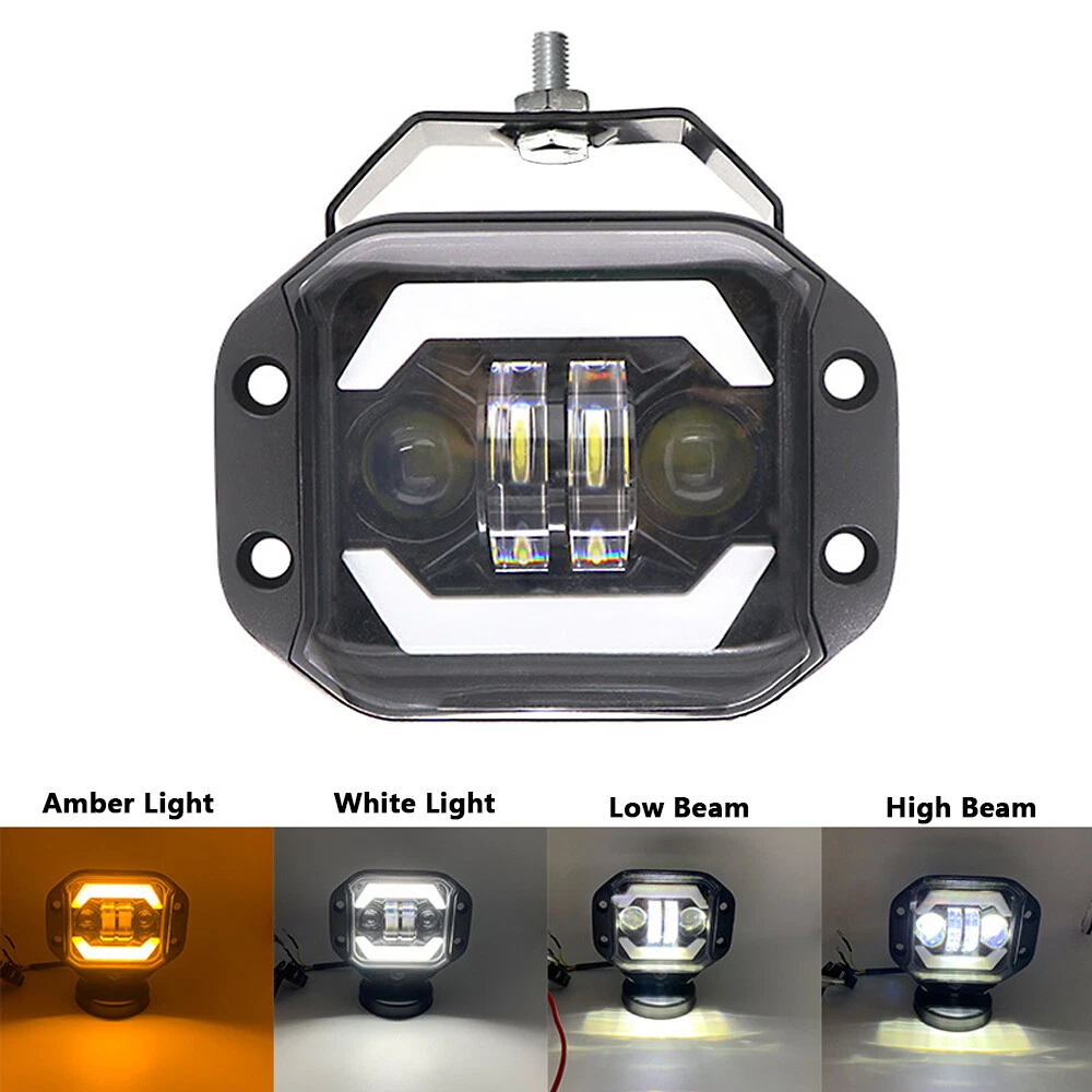 5Inch Spotlight Flush Mount LED Work Light Bar Hi low Beam Off