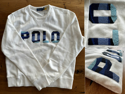 POLO RALPH LAUREN Embellished Logo Sweatshirt Sweater Pullover Jumper XS